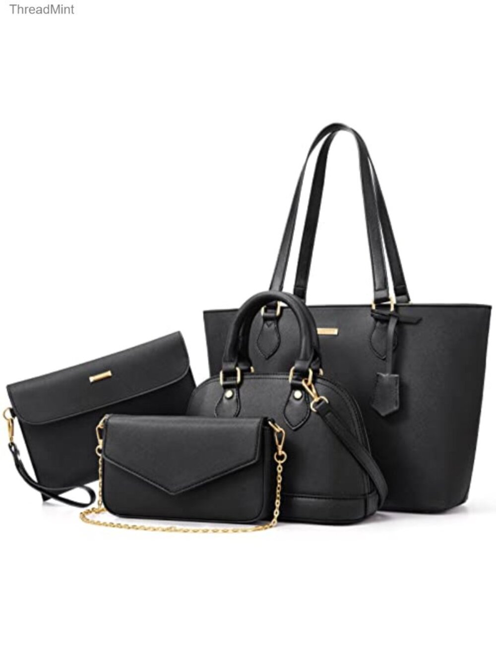 4-Piece Purse Set Synthetic Leather Crossbody Shoulder Tote